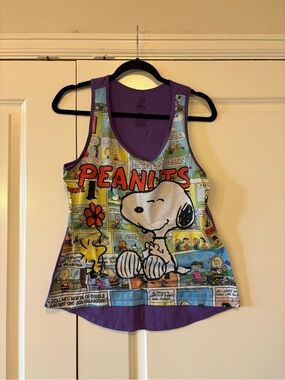 Peanuts Snoopy & Woodstock Comic Tank Top - Purple